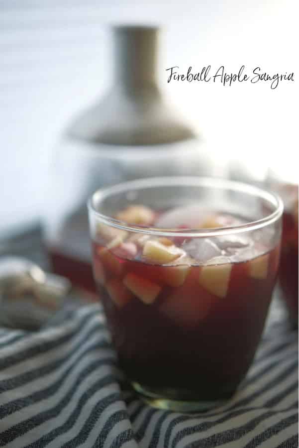 Fireball Apple Sangria in a glass with ice