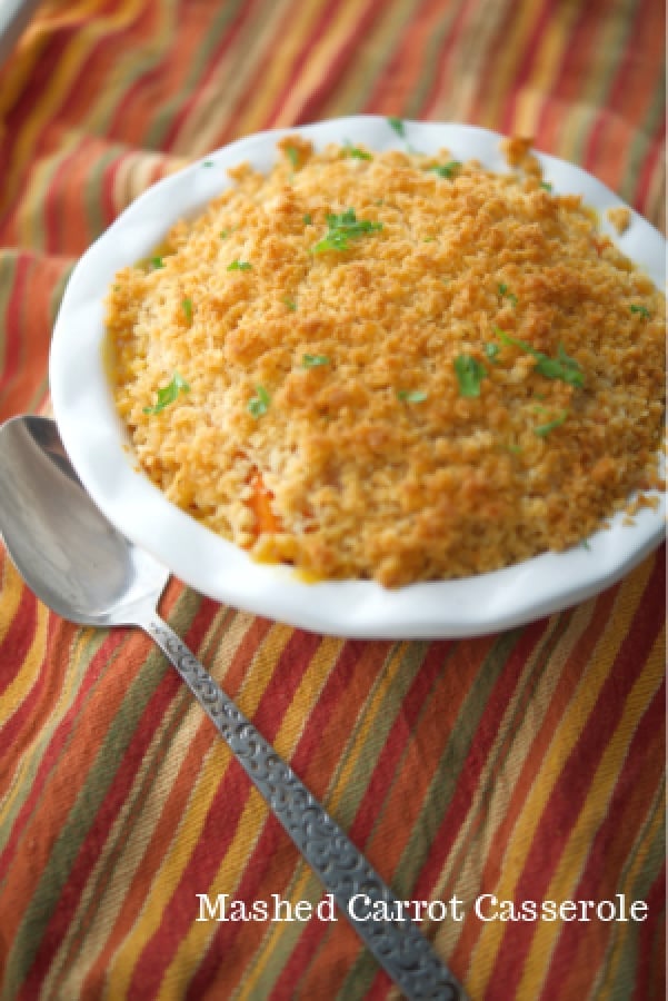 Mashed Carrot Casserole in a dish 