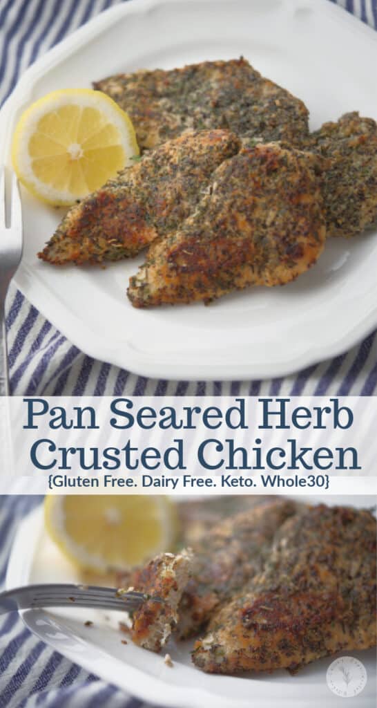 Boneless chicken breasts dredged in herbs and spices; then pan fried in extra virgin olive oil makes this a quick, easy and delicious weeknight meal. 