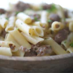 Pasta with Sausage in a Mustard Cream Sauce