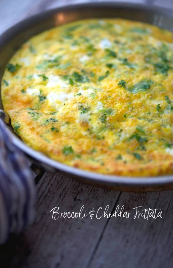 This Broccoli and Cheddar Frittata is made with four ingredients in less than 30 minutes. It's a great way to feed breakfast for a crowd!