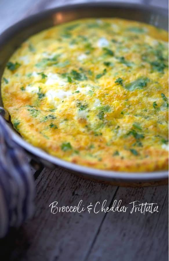 This Broccoli and Cheddar Frittata is made with four ingredients in less than 30 minutes. It's a great way to feed breakfast for a crowd!