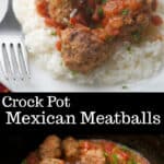 Mexican Meatballs made with ground beef, taco seasoning, pico de gallo and cheese are cooked in the crock pot for tasty weeknight dinner.