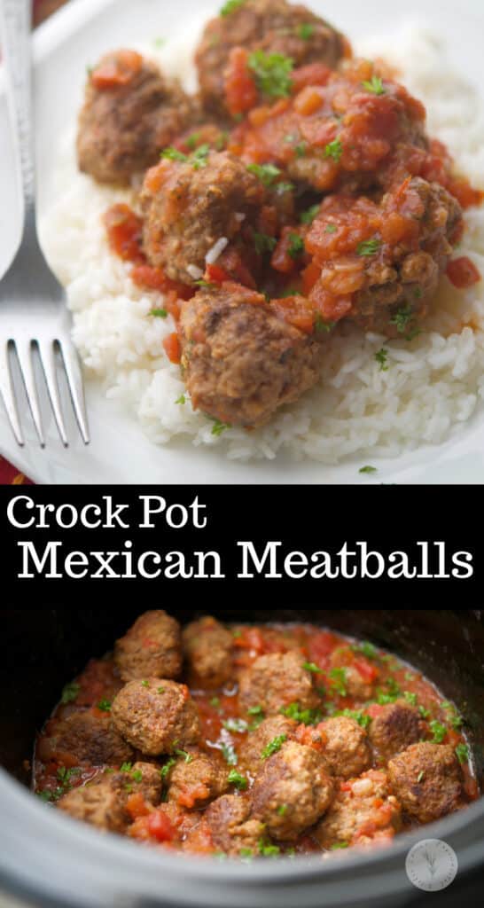 Mexican Meatballs made with ground beef, taco seasoning, pico de gallo and cheese are cooked in the crock pot for tasty weeknight dinner.