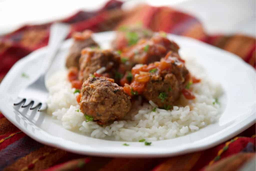 Mexican Meatballs on a white plate