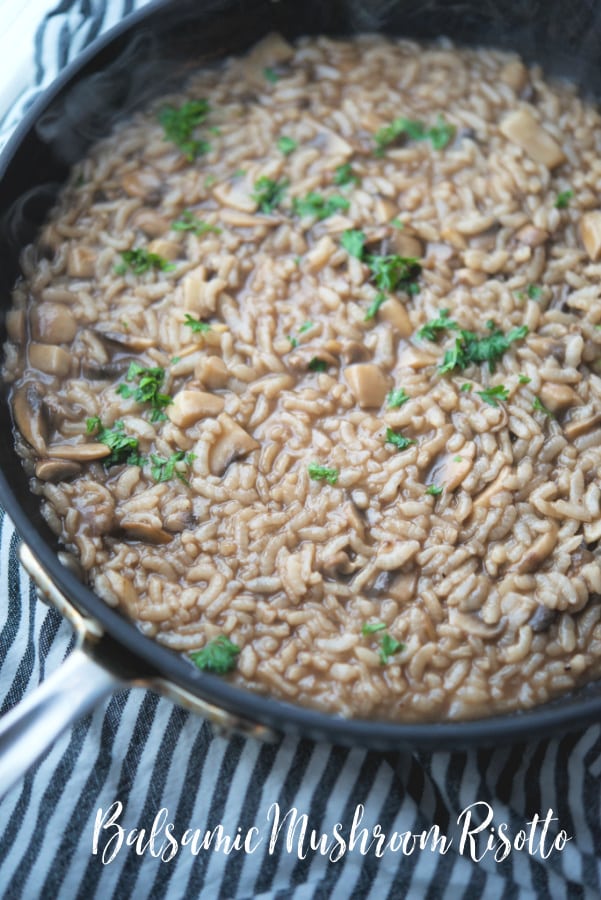 Balsamic Mushroom Risotto is a creamy, Italian rice side dish made with fresh Portobello mushrooms and Arborio rice.