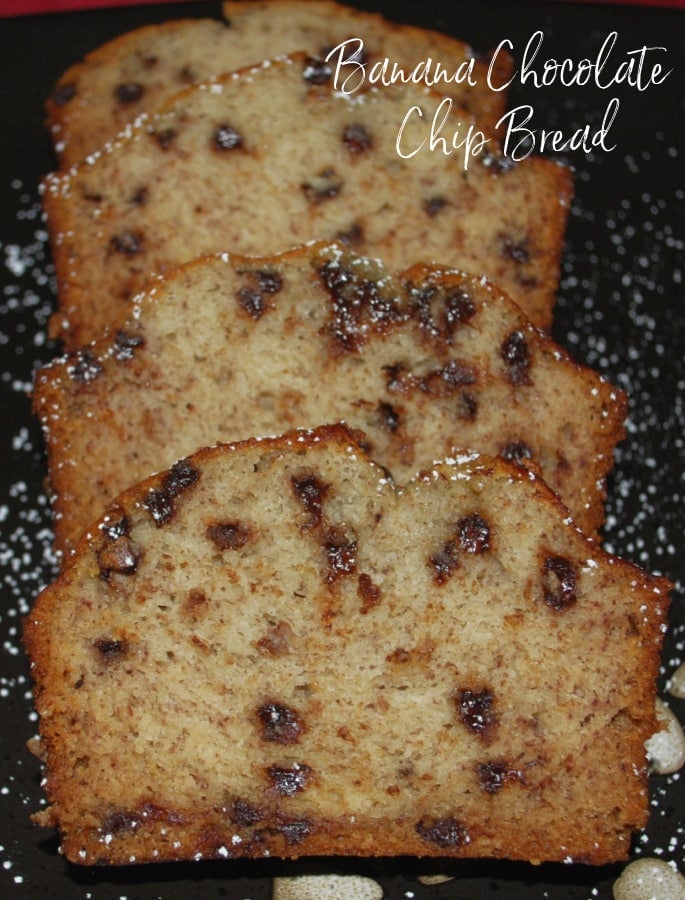 This Banana Chocolate Chip Bread recipe is a long time family favorite and makes a tasty breakfast or afternoon snack. 