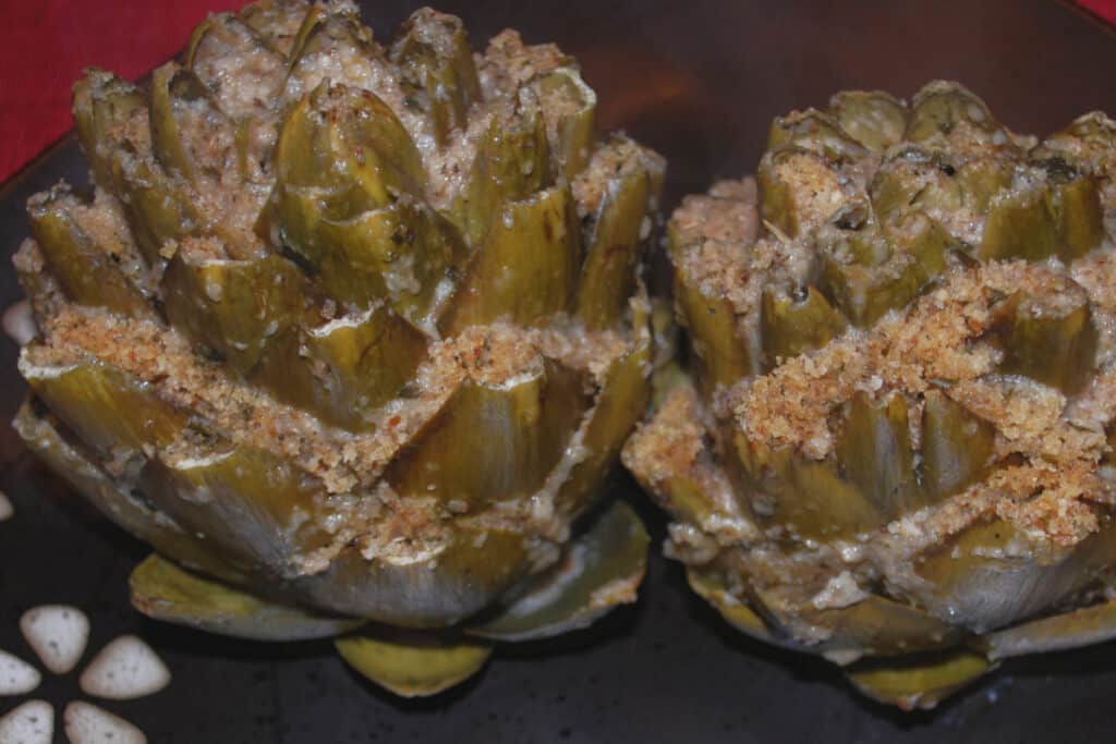 Stuffed Artichoke after cooking