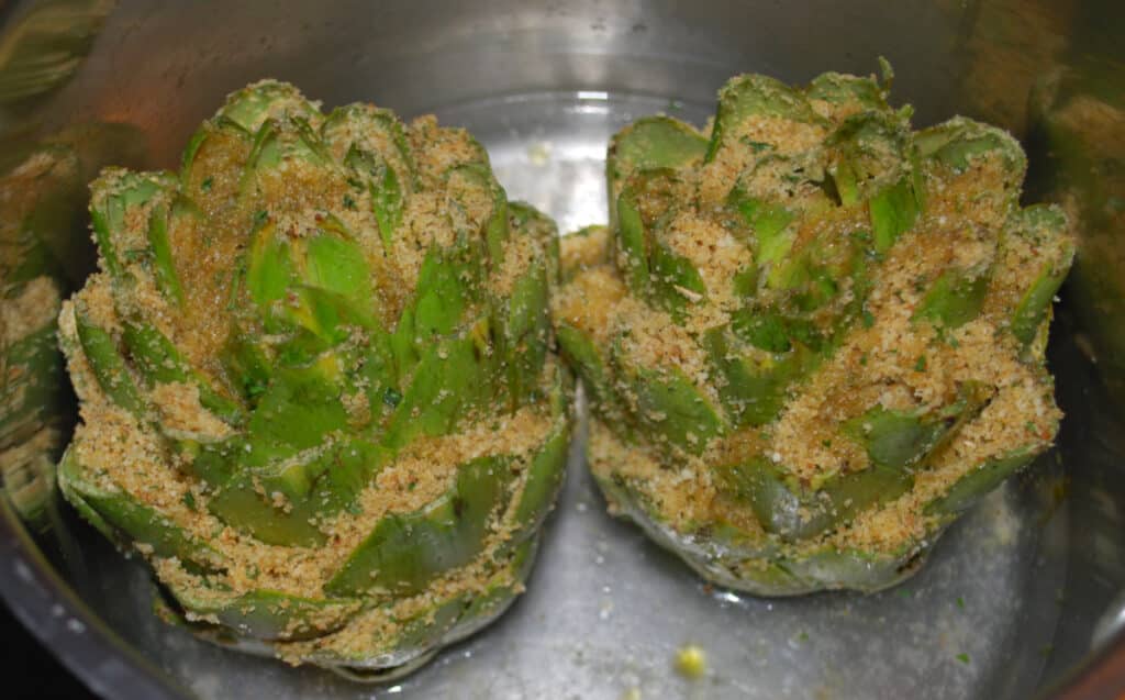 Stuffed Artichoke before cooking