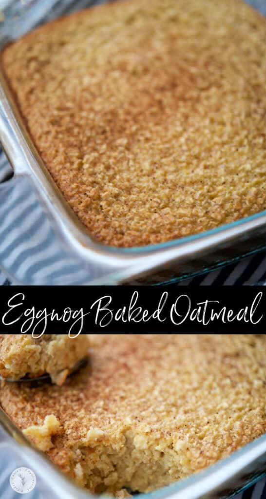 This Eggnog Baked Oatmeal made with five simple ingredients is perfect when feeding a crowd and a festive way to eat breakfast!