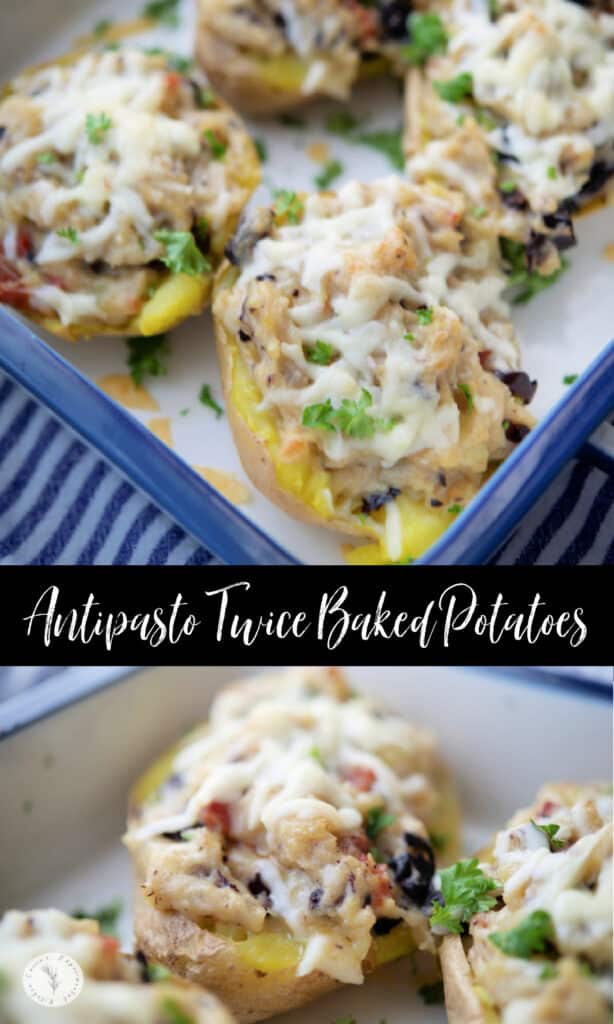 Antipasto Twice Baked Potatoes collage