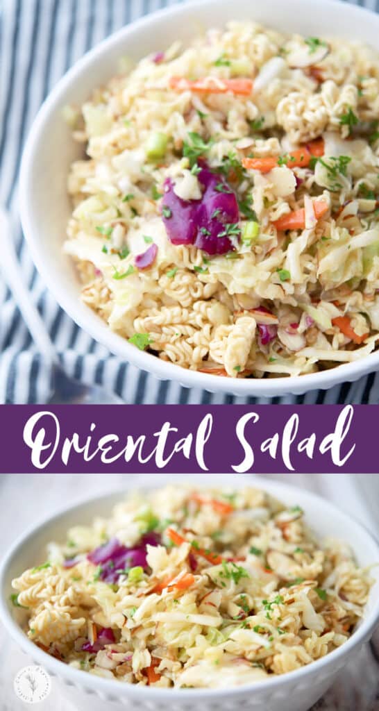 This classic Oriental Salad made with Ramen noodles, cabbage, carrots and almonds is super flavor and a favorite at every gathering.