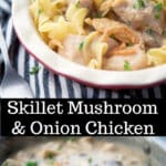Skillet Mushroom and Onion Chicken is a super easy, delicious weeknight meal that can be ready in 30 minutes.