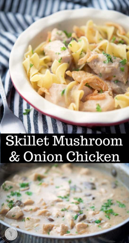 Skillet Mushroom and Onion Chicken is a super easy, delicious weeknight meal that can be ready in 30 minutes.