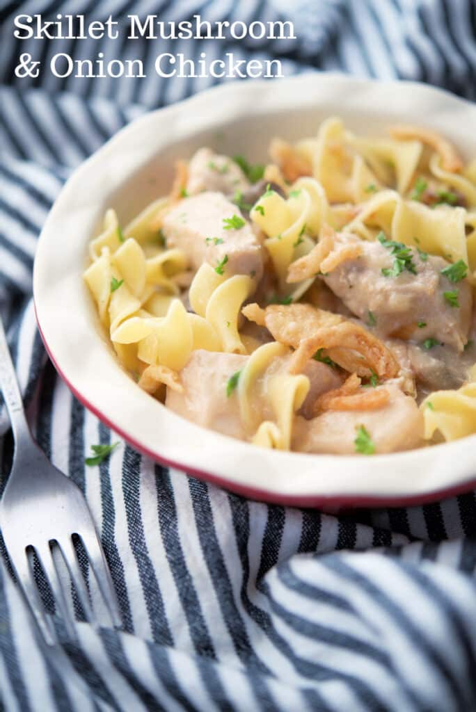 Skillet Mushroom and Onion Chicken is a super easy, delicious weeknight meal that can be ready in 30 minutes. 