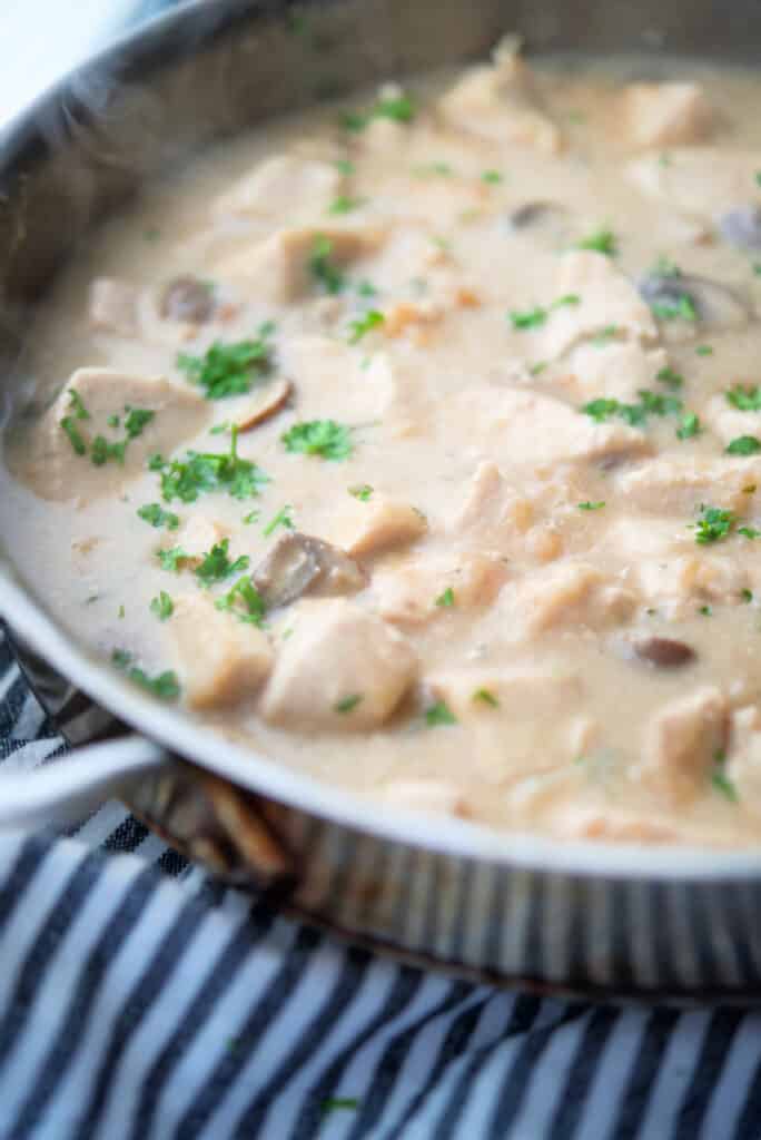 Skillet Mushroom and Onion Chicken is a super easy, delicious weeknight meal that can be ready in 30 minutes.