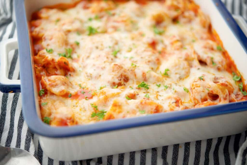 Tortellini and Cheese Bake in a dish
