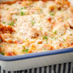 Tortellini and Cheese Bake in a dish