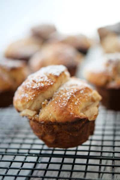 A close up Monkey Bread Rolls on a rack