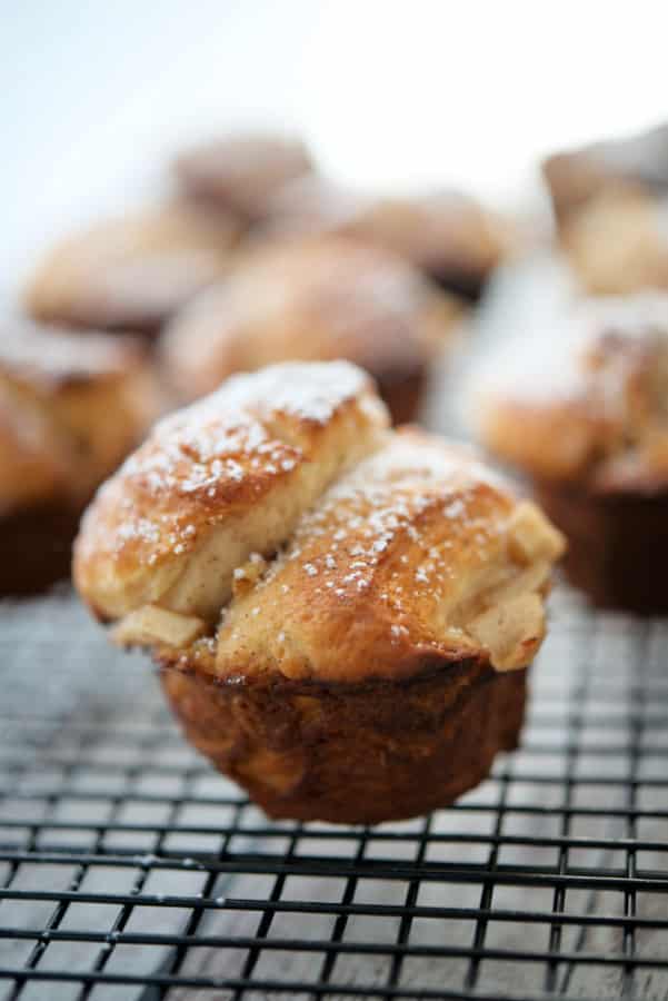 A close up Monkey Bread Rolls on a rack