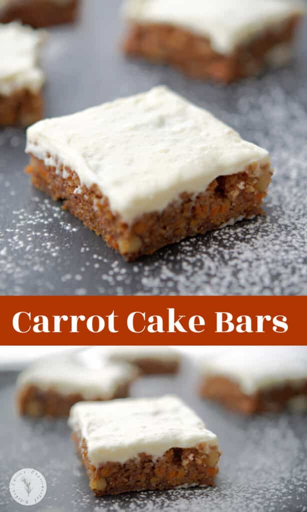 These Carrot Cake Bars made with fresh grated carrots, chopped walnuts and homemade cream cheese icing are deliciously moist. 