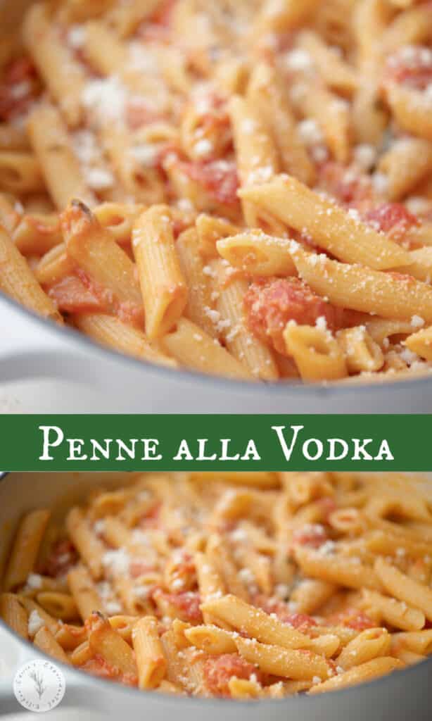 Penne alla Vodka made with a creamy, vodka tomato sauce is one of our favorite recipes to make during family gatherings.