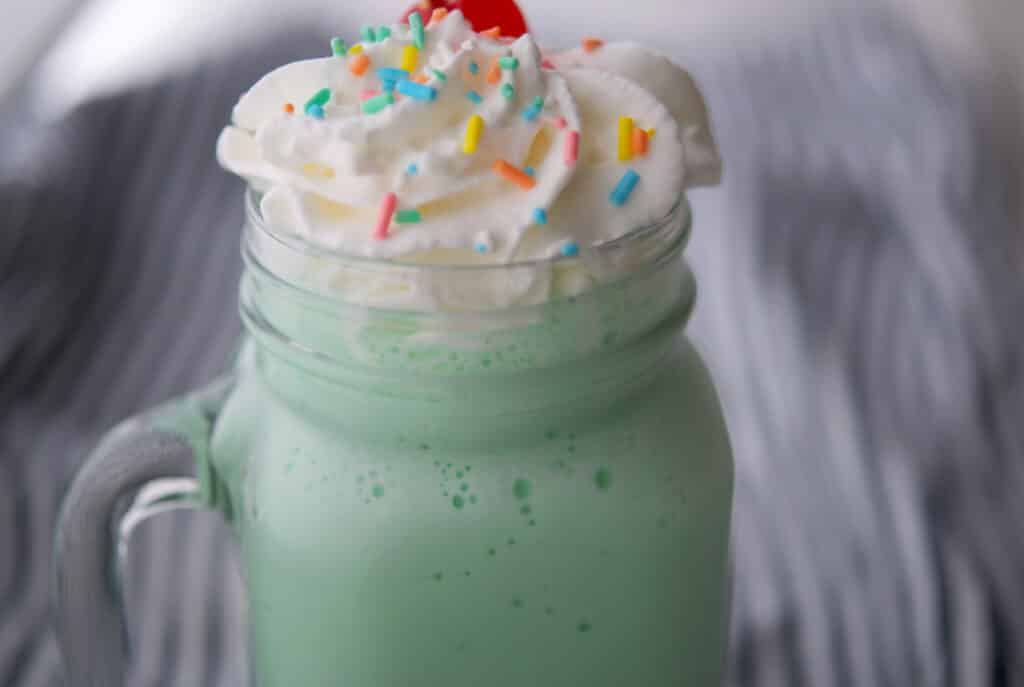 Shamrock Shake close up in a mug