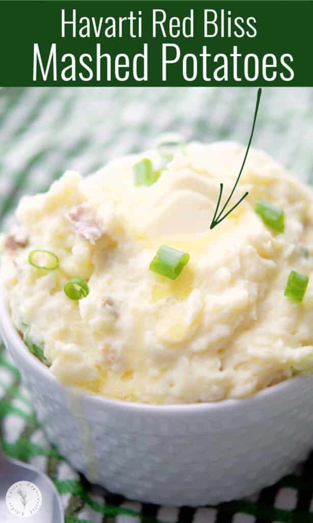 Red bliss mashed potatoes combined with creamy Havarti cheese, butter, sour cream and scallions is a delicious side dish with any meal.