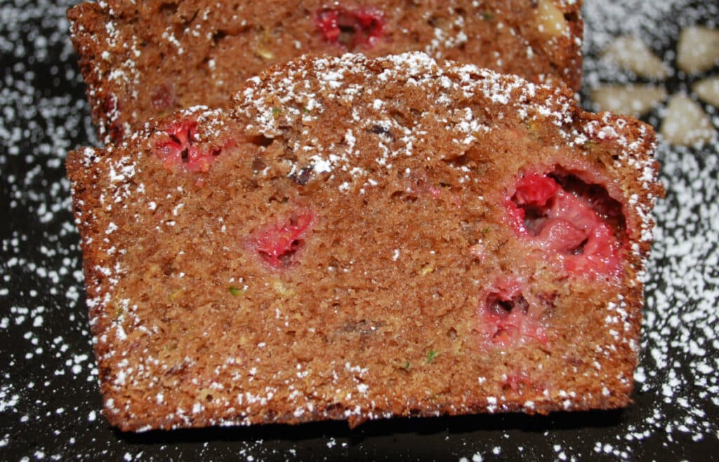 Hazelnut Chocolate Raspberry Zucchini Quick Bread