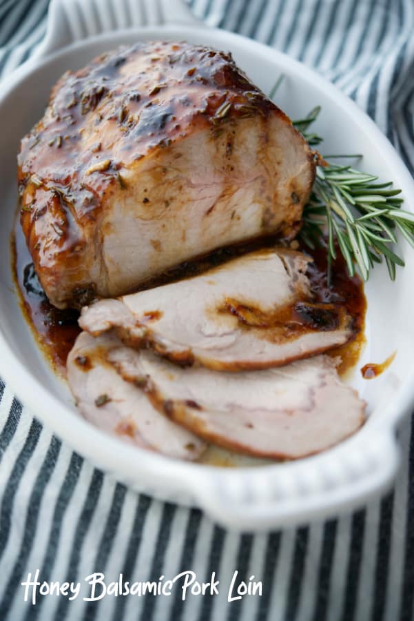 Boneless center cut pork loin topped with honey, fresh rosemary and a balsamic glaze; then roasted until tender and juicy. 