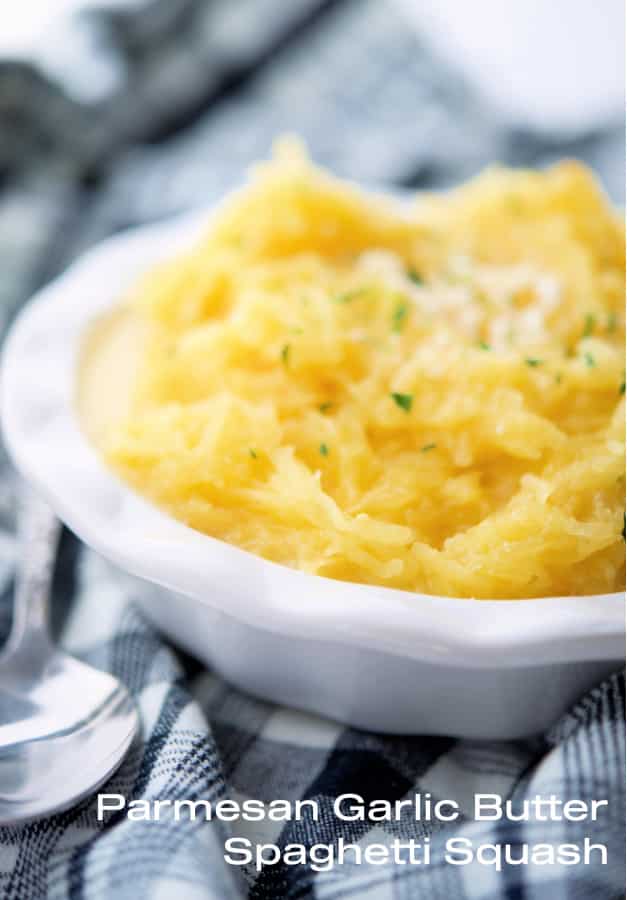 Parmesan Spaghetti Squash made with butter, garlic and Parmesan cheese is super tasty, healthy and quick to make. 
