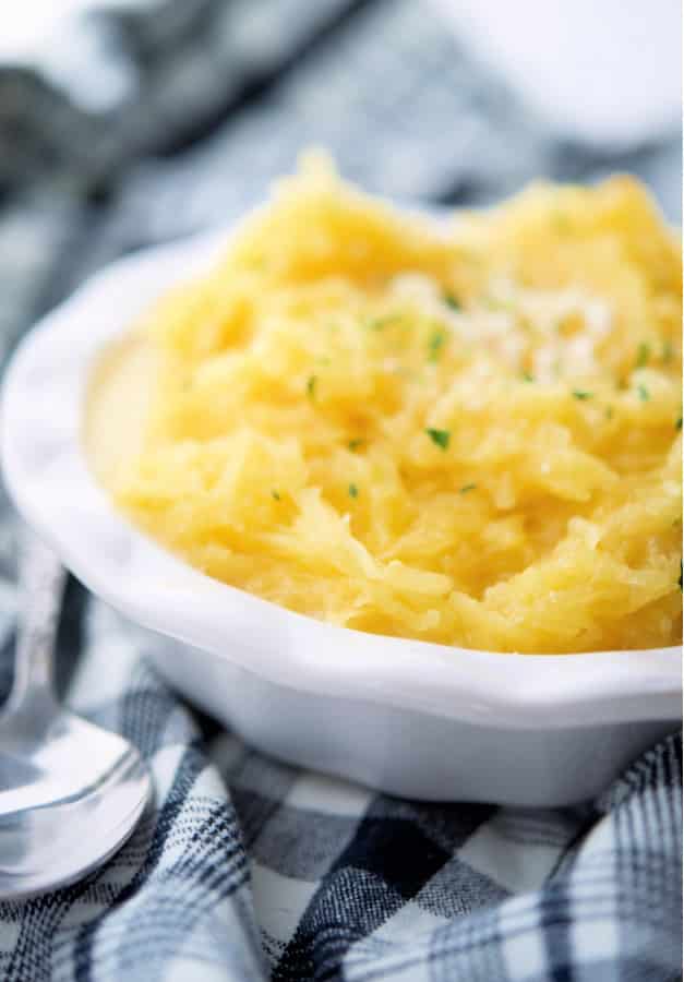 This Parmesan Garlic Butter Spaghetti Squash is super tasty, healthy and makes a delicious quick side dish. 