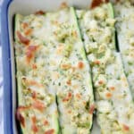 Ranch Zucchini Boats are stuffed with chopped fresh zucchini, garlic, Ranch seasoning, EVOO and shredded Mozzarella cheese. 