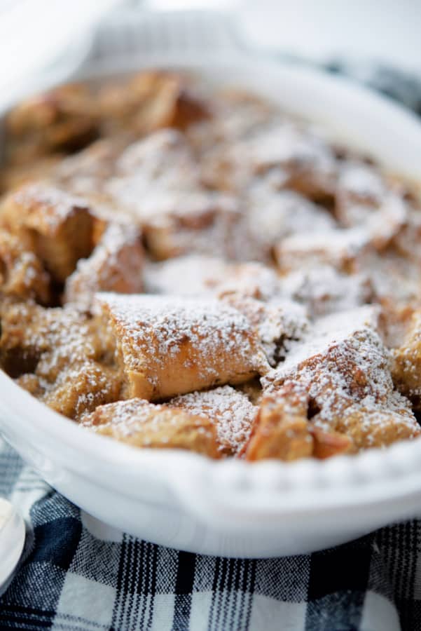 This Tiramisu Breakfast Casserole made with coffee, eggs and cubed Italian bread makes a tasty breakfast for two. 