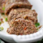 A close up of sliced Vegetable Meatloaf.