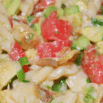 Pasta combined with fresh avocado, tomatoes, and artichoke hearts; then tossed in a light Cilantro Lime Vinaigrette. 