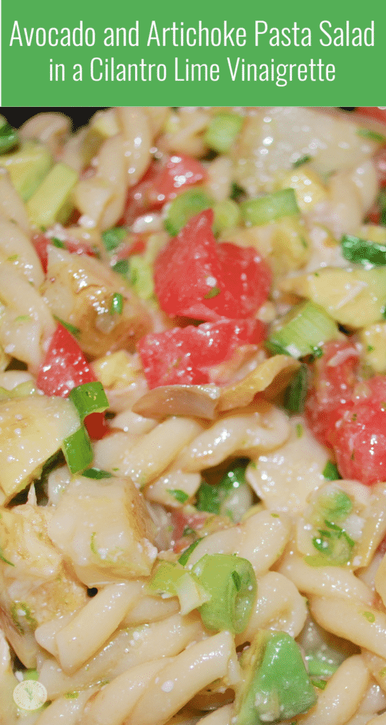 Pasta combined with fresh avocado, tomatoes, and artichoke hearts; then tossed in a light Cilantro Lime Vinaigrette. 