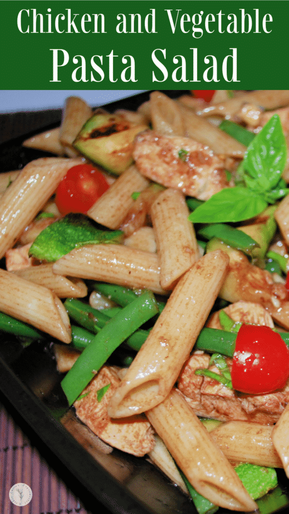 This cold penne pasta salad tossed with chicken grilled vegetables in a light balsamic vinaigrette is one of our favorite warm weather meals. 