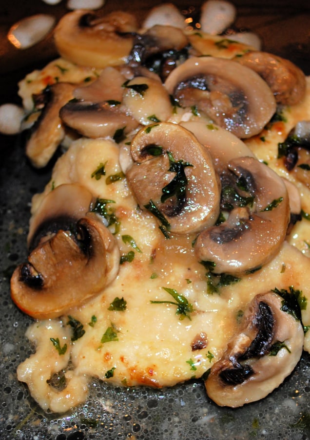 Chicken Marsala with wine and mushrooms