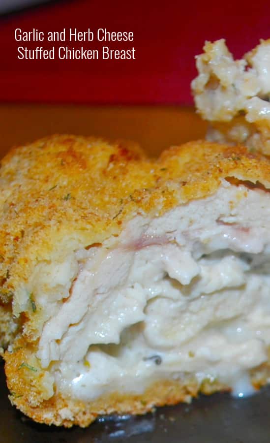 Garlic and Herb Spreadable Cheese Stuffed Chicken Breast