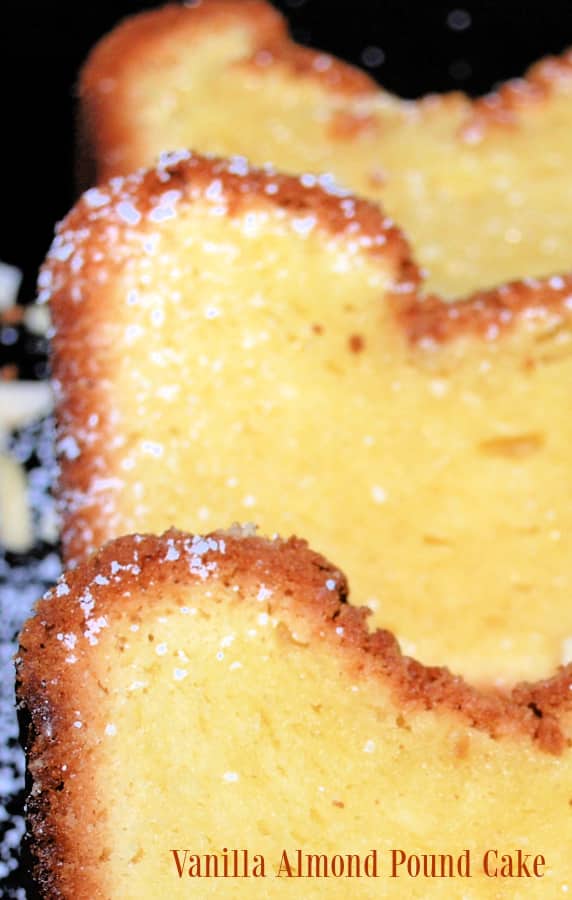 Vanilla Almond Pound Cake made with cream cheese, butter, almond extract and vanilla pudding is super moist and delicious. 