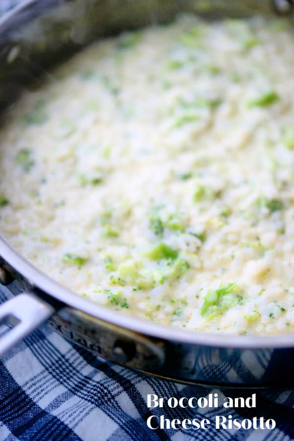 Broccoli and Cheese Risotto in a pan