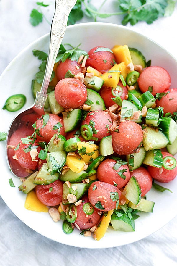 Cucumber Basil Watermelon Salad