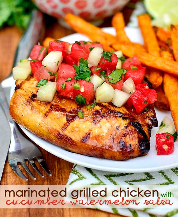Grilled Chicken with Cucumber Watermelon Salsa