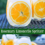 This spritzer made with Italian Limoncello, vodka, champagne and a rosemary simple syrup.