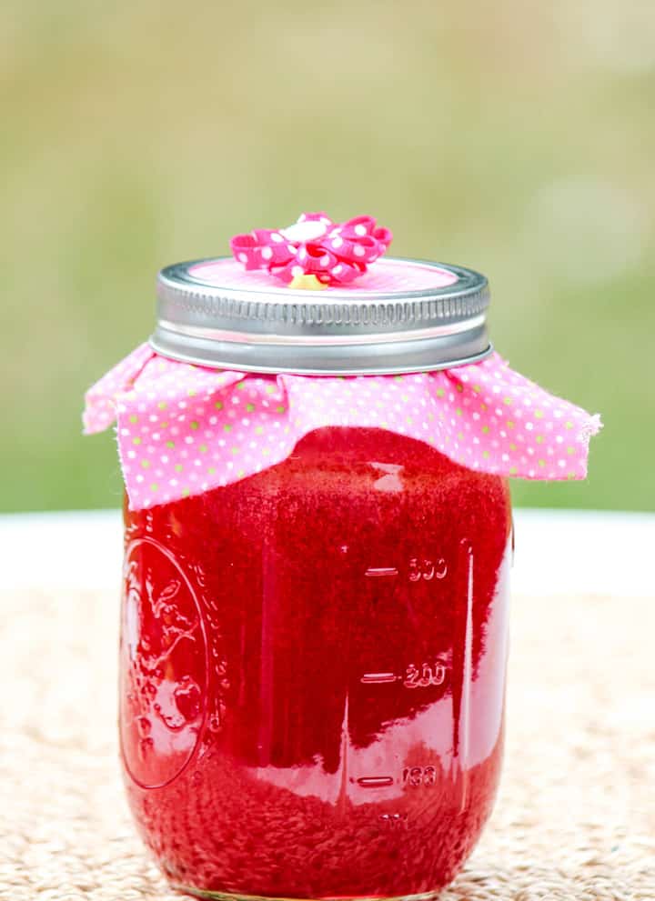Watermelon Jelly in a jar.