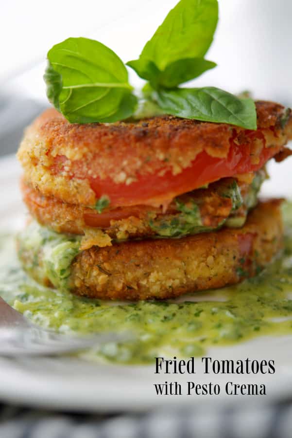 Fried Tomatoes with Pesto Crema