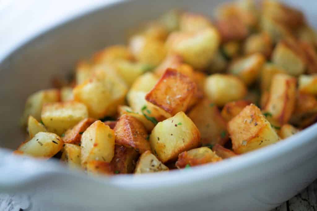 Closeup of Oregano Fried Potatoes