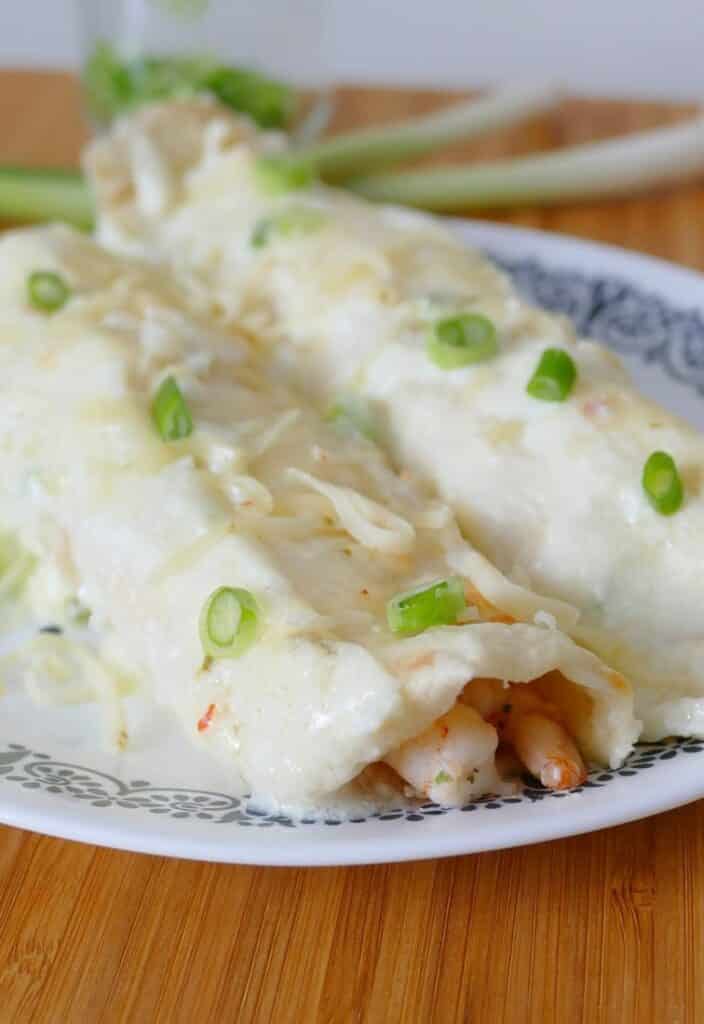 Shrimp Enchiladas on a plate