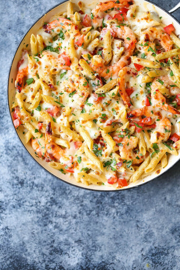 Skinny Shrimp Alfredo Bake